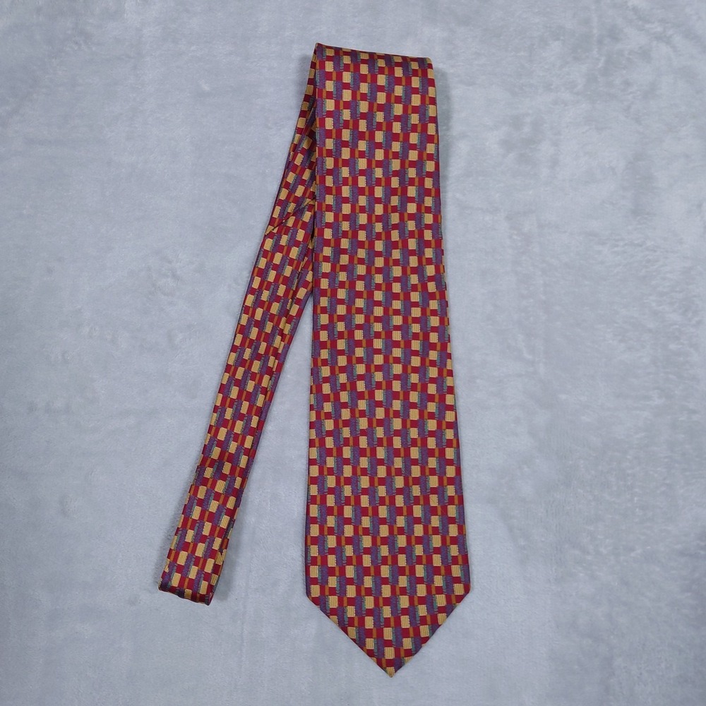VTG Christian Dior Monsieur Tie Smooth Silk Abstract Geometric Made In USA